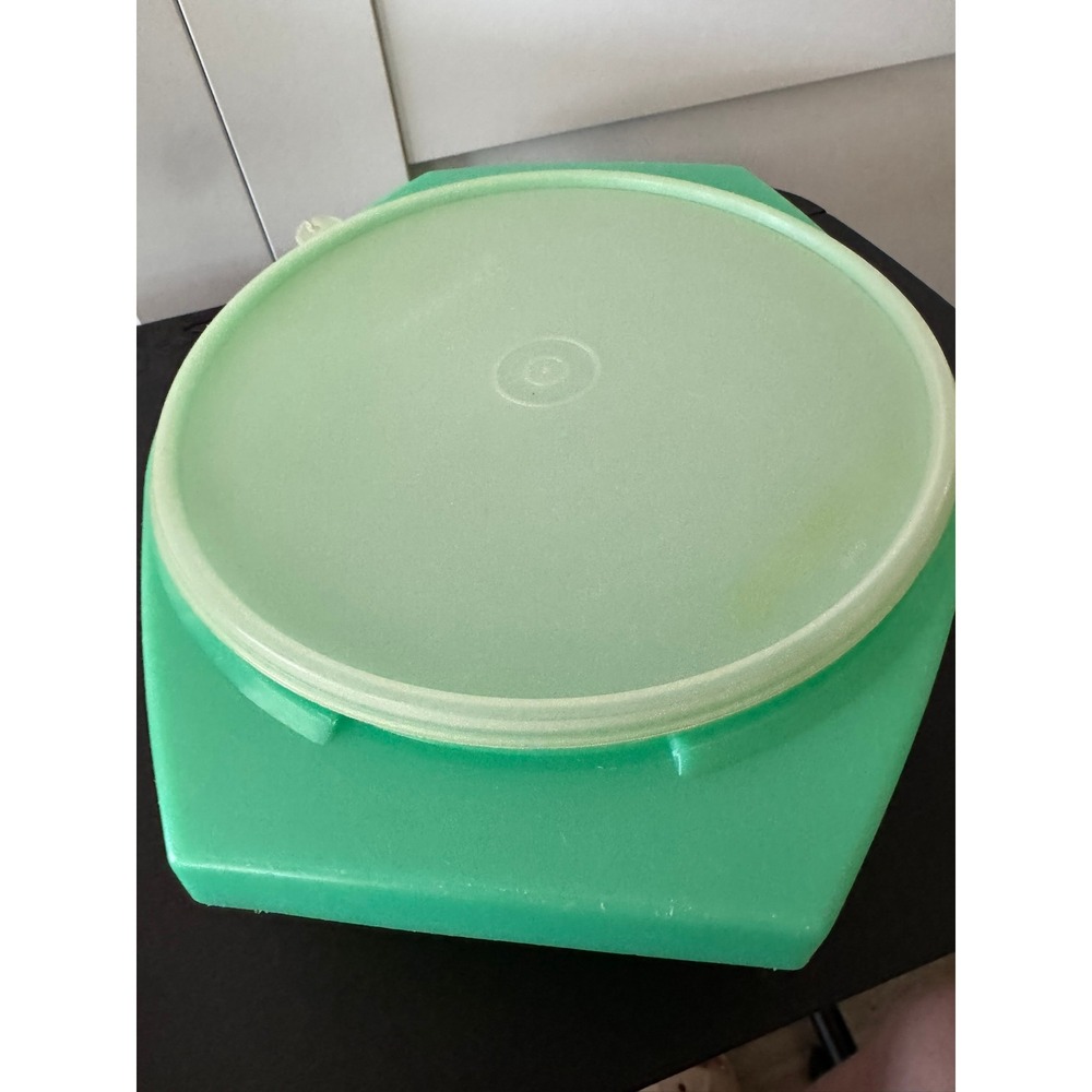 Vintage Tupperware Green Hexagonal Food Storage Container with Lid